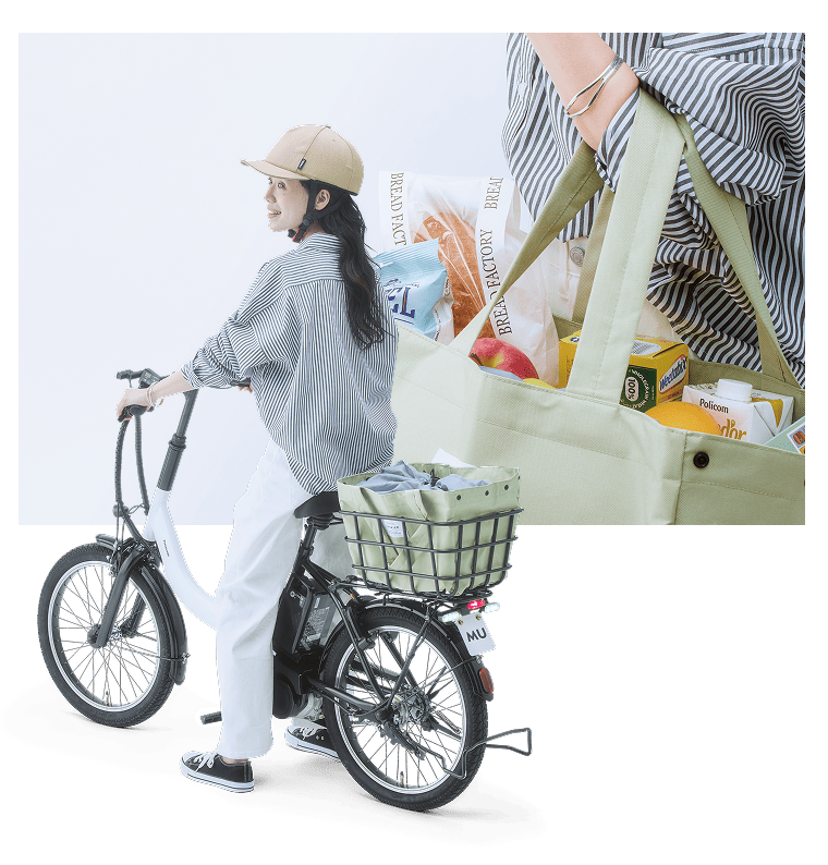 買い物や毎日の通勤に、頼れるバスケットの画像