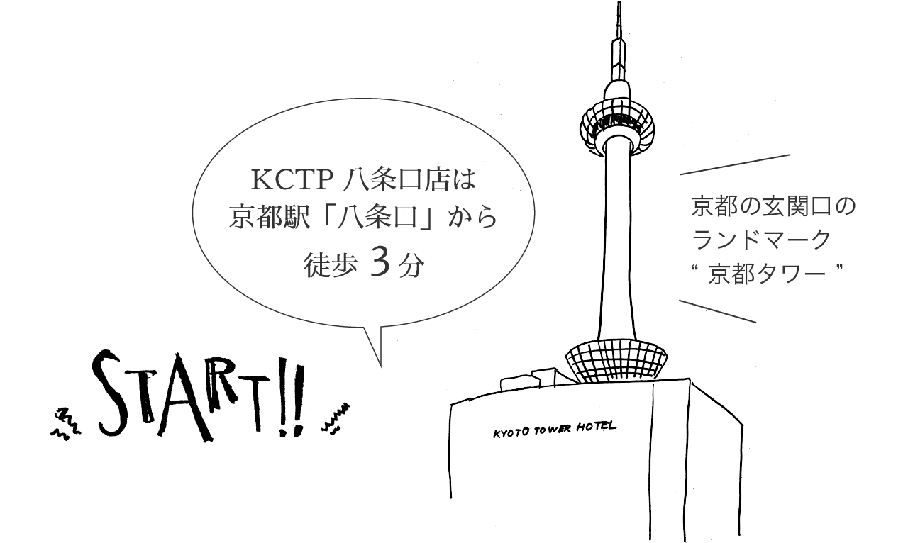 START!! KCTP 八条口店は京都駅「八条口」から徒歩3分